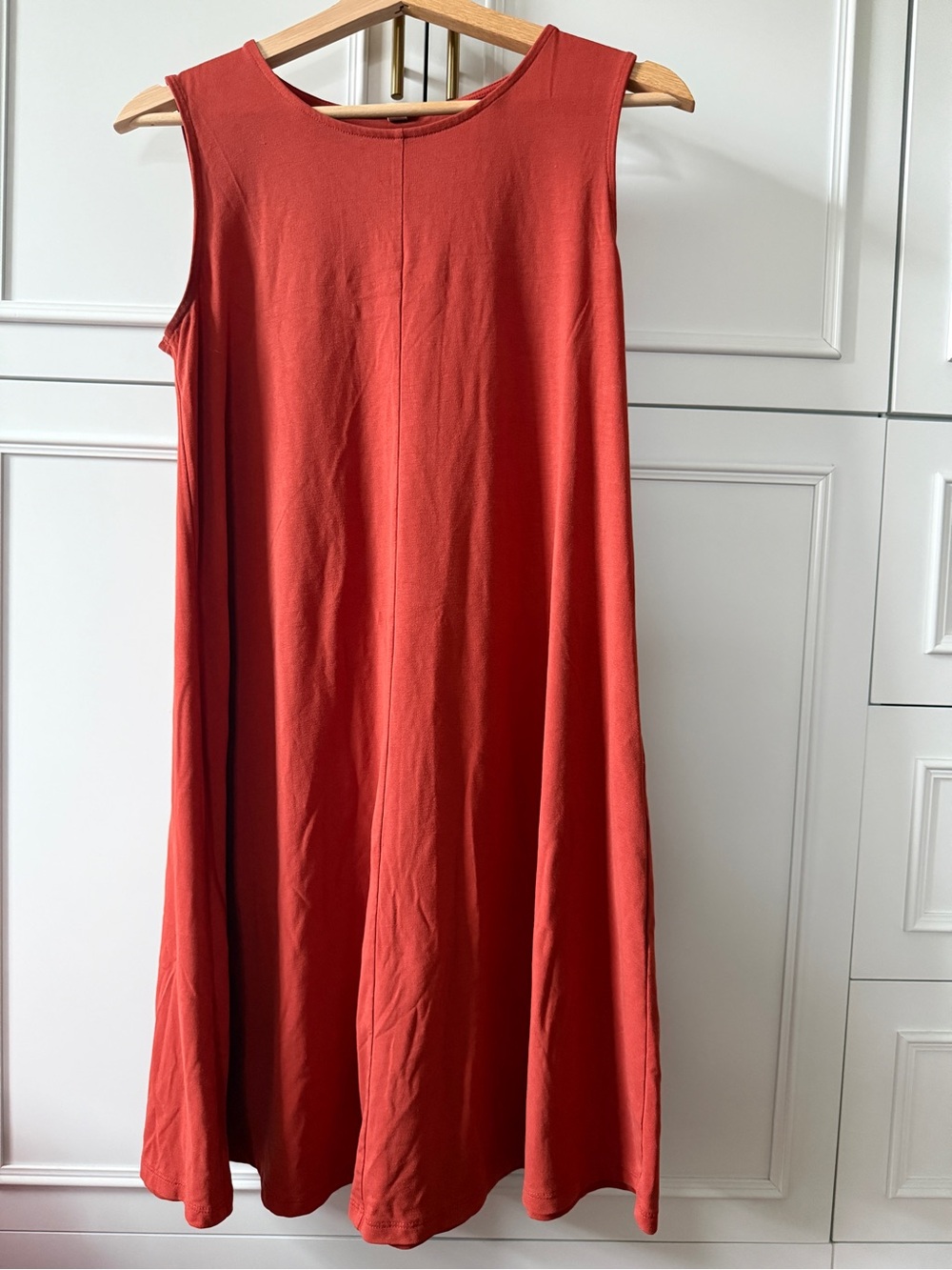 Uniqlo Sleeveless A-Line Dress in Rust Red